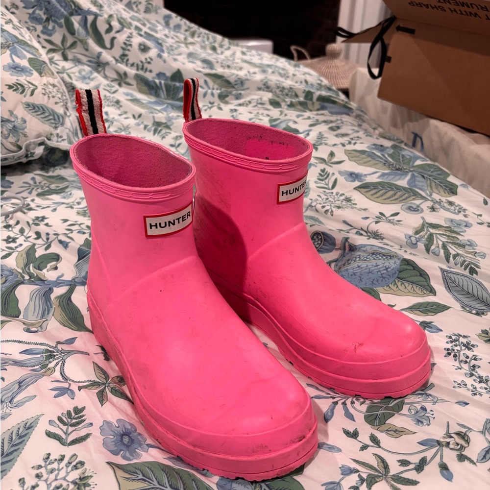 Hunter Bright Pink Waterproof Boots Size 8